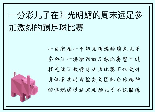 一分彩儿子在阳光明媚的周末远足参加激烈的踢足球比赛